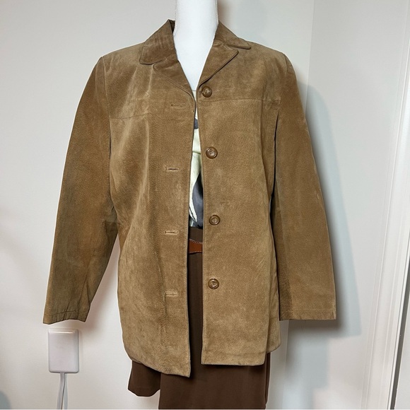 NY & Co 90s/Y2K Classic Genuine Suede Leather Jacket Light Tan Camel 🧥✨ - Picture 3 of 16
